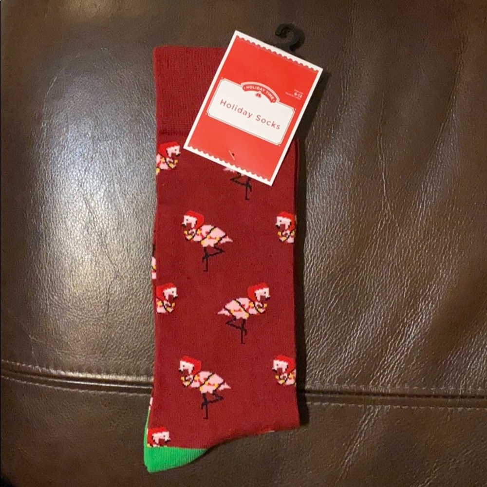Holiday Time Novelty Flamingo Cotton Crew Socks